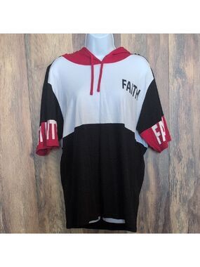 On Fire Short Sleeve FAITH Cotton Hoodie Tee 1X D230